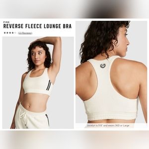 Victoria's secret pink reverse fleece lounge bra CREAM LARGE
